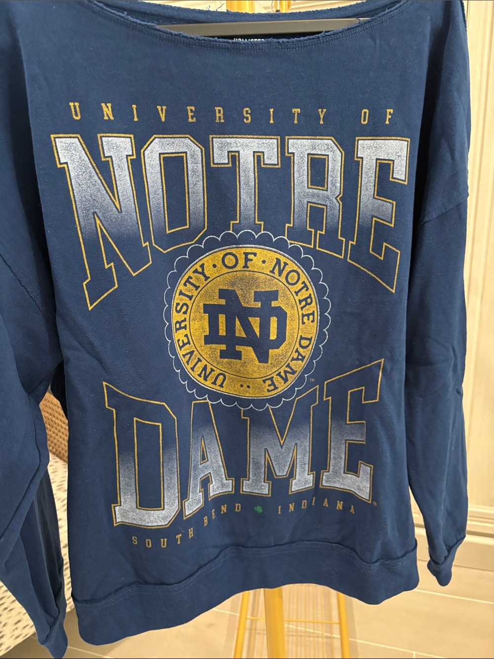 University of Notre Dame Navy Blue off the shoulder Sweatshirt